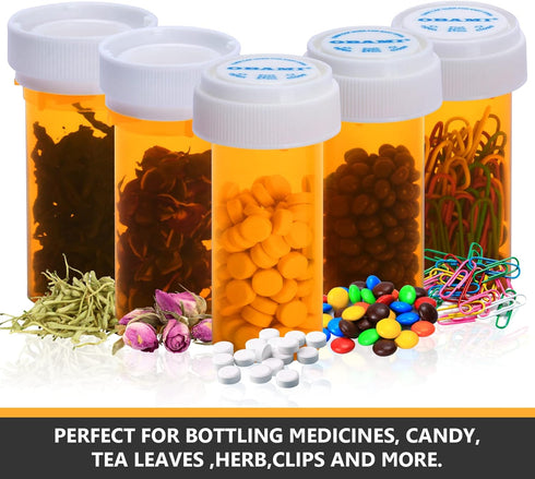 Plastic Empty Pill Bottles with Double Sided Use Caps - Child Resistant & Easy Open Medicine Container (8 Dram, 12pcs)