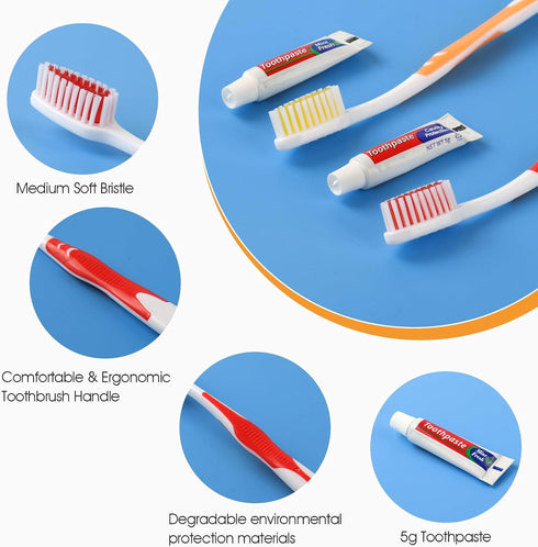 Homvle 48 Packs Office/4 Disposable Toothbrushes with Toothpaste, Individually Wrapped Buld Toothbrush and Toothpaste
