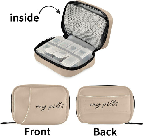Naanle 7 4.6 3.14 1.88 Inch 0.12 Text My Pills Pill Box Day Case Bag Travel Organizer with Zipper Portable Weekly