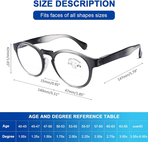 AQWANO 3-Pack Bifocal Computer Reading Glasses, Lightweight Comfort Ultra-Thin Stylish Round Readers