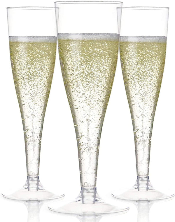 Prestee 100 Clear Disposable Champagne Flutes - Perfect for Toasting, Weddings, Parties & New Year's Eve - 2024