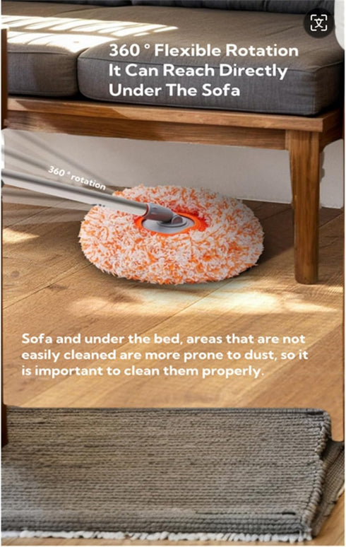 78in Adjustable Cleaning Mop, Extendable Wall Cleaner with 360° Rotatable Long Handle, 3 Reusable Heads for Window and
