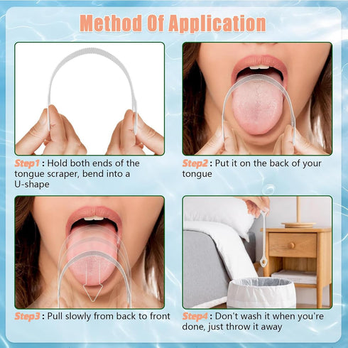 Jcwto 50 Count Disposable Tongue Scraper, Tongue Cleaner for Adults and Kids, Ergonomic plastic tongue scraper,Tongue