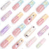 Long French Tip Press on Nails, 3D Pearl Fake Nails, Colorful Full Cover Acrylic Nails, Glossy Extra Long Stick on