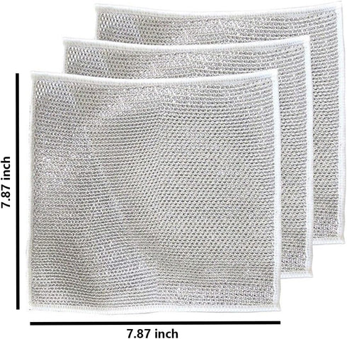 HABOQUAN 10-Pack (7.87 Inches) Non-Scratch Metal Dish Cloth: Multi-Purpose Metal Cleaning Rag for Kitchen - Cleans