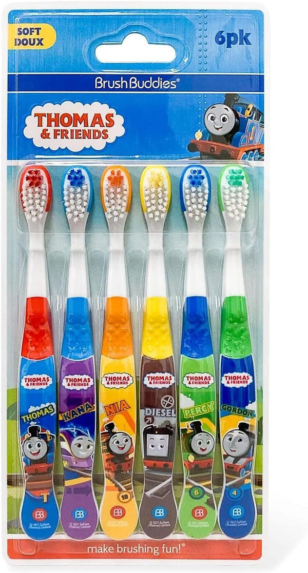 Brush Buddies Thomas & Friends Toothbrush for Kids, Soft Bristles, Toddler Toothbrushes Ages 2-4, 6PK