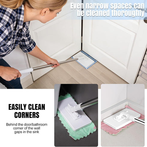 Mmxhn 10 360 Mini Mop Snap Grip with Reusable Pads, Quick Release Wet Dry Floor Cleaner Mop, Swivel Head Lightweight