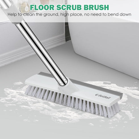 SetSail 51-Inch 2 1 Floor Scrub Brush with Long Adjustable Handle in Scrape Brush Stiff Bristle Floor Scrubber