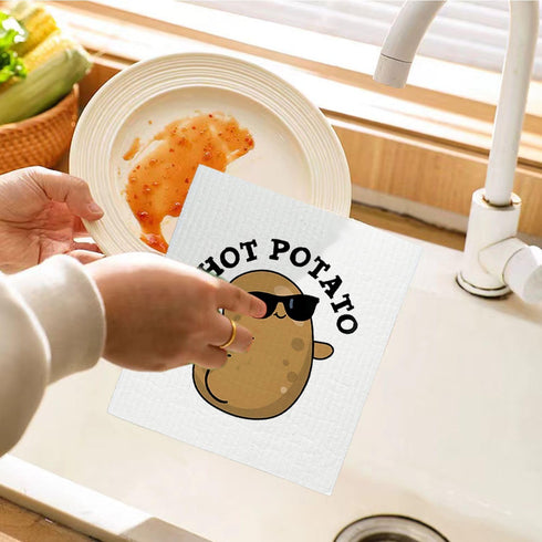 LARTSFRO 4 Pack Cute Positive Potato Swedish Dishcloths for Kitchen, Potato Gifts Swedish Dish Cloths Towels