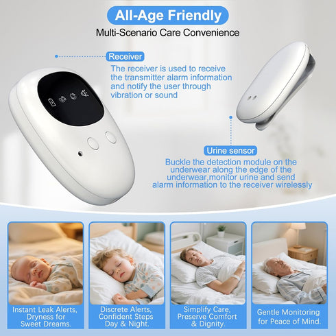 Maxsolve 3 New Wireless Bed Wetting Alarm for Boys and Girls, USB-C Rechargeable Bedwetting Alarm with Working Modes