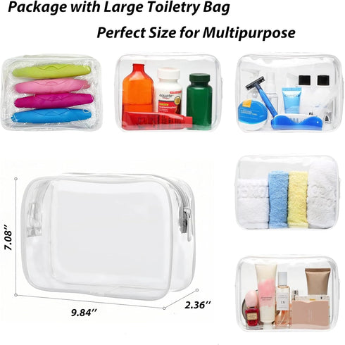 4 Packs Toothbrush Travel Case, Portable Holder with Large Toiletry Bag for Travel, Business Trip, Camping, Home