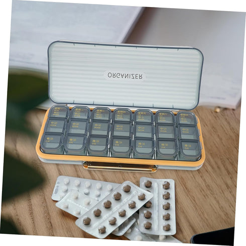 Ipetboom Portable Weekly Pill Organizer Compartments PP Abs Material Travel Medicine Storage Box for Daily Use