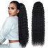 Long Curly Drawstring Ponytail - 30” Synthetic Clip In Extensions, Black Color for Women