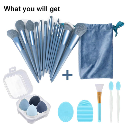 Koccido 22 Pcs Makeup Brushes Kit, Foundation Brush, Eyeshadow Brush Set (Blue, 22 Piece Set Large)