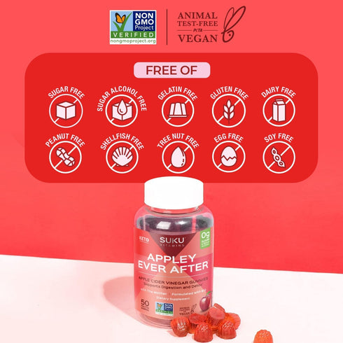 Appley Ever After - Methylated B12 Apple Cider Vinegar Gummies | 50 Count | Easy to Chew, Non-GMO, Gluten Sugar Free