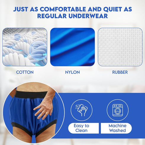 Menpol Adult Plastic Diaper Covers Waterproof, Leakproof Rubber Incontinence Pants Washable, High Waist Women Underwear