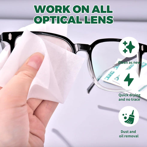 icepac 200-Moistened 5x6 Inches Lens Wipes for Eyeglasses - Individual Wrapped Eye Glasses Cleaning Wipes | -Cleaner