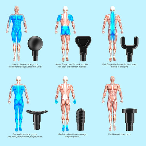 AERLANG Massage Gun for Athletes, Deep Tissue Muscle Back Massage, Percussion Massager with 6 Heads & 20 Speed, Carry