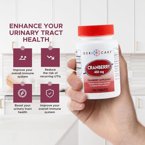 GeriCare Cranberry Supplement, 100 Tablets, 450 mg