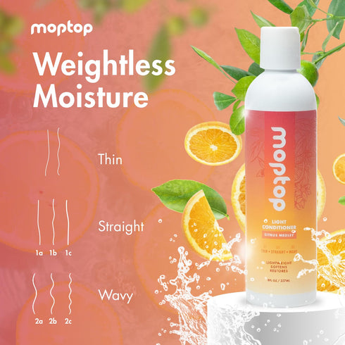 MopTop Light Conditioner, 8oz – Lightweight Hair Moisturizer for All Hair Types, Sulfate & Paraben Free, Citrus Medley