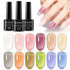 MIZHSE Jelly Gel Polish Set, 12 Colors Nude Translucent Spring Clear Pink Jelly Gel Nail Polish for Home Salon