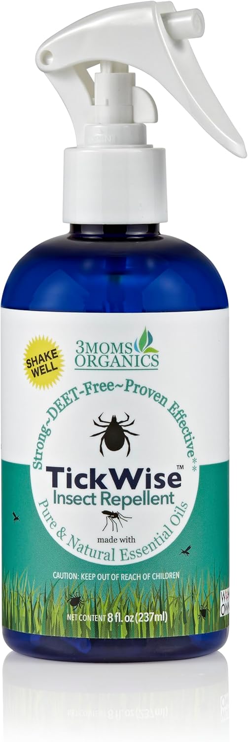 3 Moms Organics TickWise, 8oz Extra Strength, DEET-Free Tick and Insect Repellent, Safe for Kids and Pets