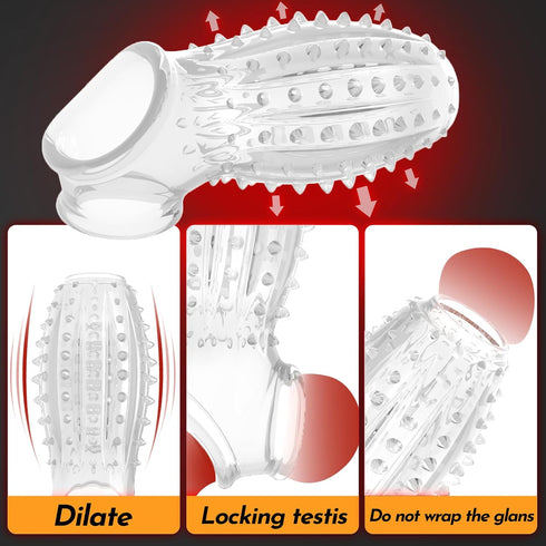 ReptiLeisure 2 Penis Sleeves Reusable Cock Rings, Pcs Cock Sleeves Enlarger Penis Extender Delay Ejaculation Male Sex