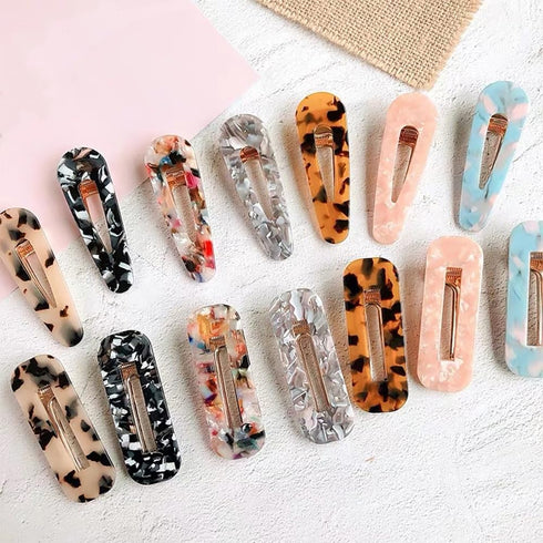 Hedume 28 Pack Acrylic Resin Hair Barrettes, Fashion Geometric Hair Clips for Women and Girls