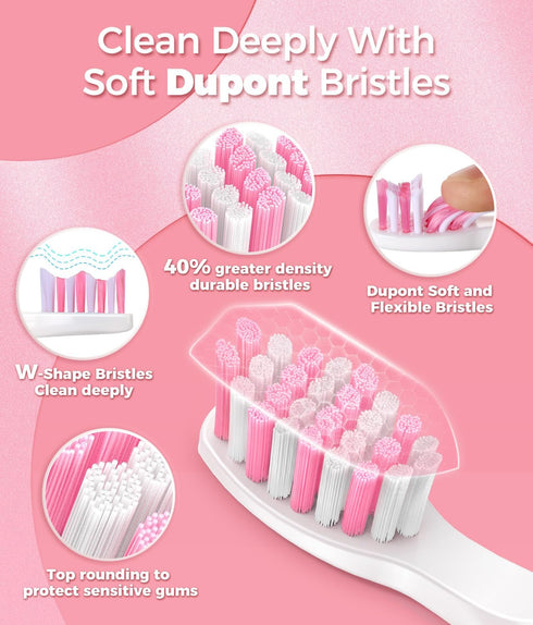 Electric Toothbrush for Adults with 8 Brush Heads, Sonic Toothbrush with 40000 VPM Deep Clean, Rechargeable