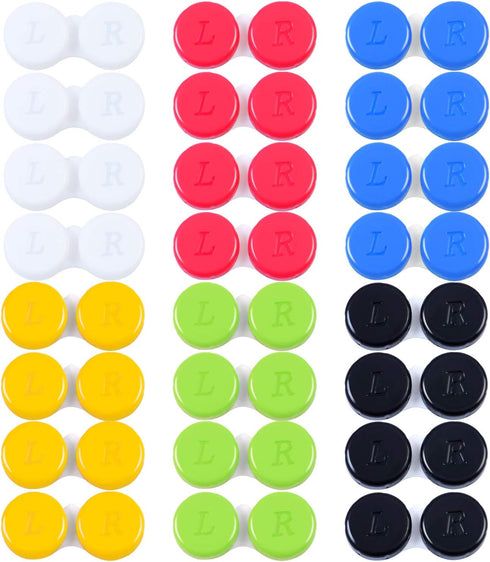 Elcoho 24 Pack Contact Lens Cases, Holder Box for Left/Right Eyes, 6 Colors