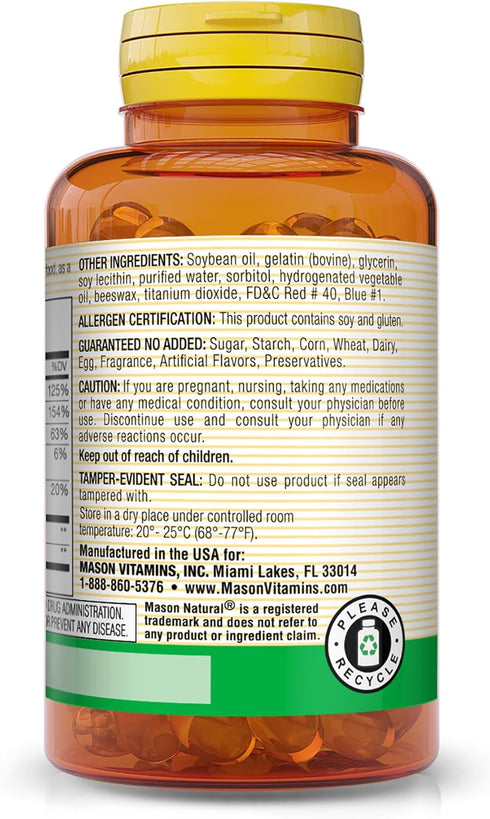 Mason Vitamins B Complex Multivitamin Softgel, 100-Count Bottles | Pack of 3