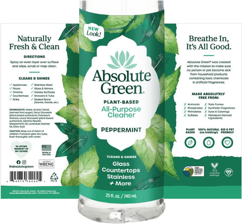 All-Purpose Cleaner Spray, Peppermint, 100% Natural, Safe for Home, Kitchen, Bath, 25 oz (Pack of 1)