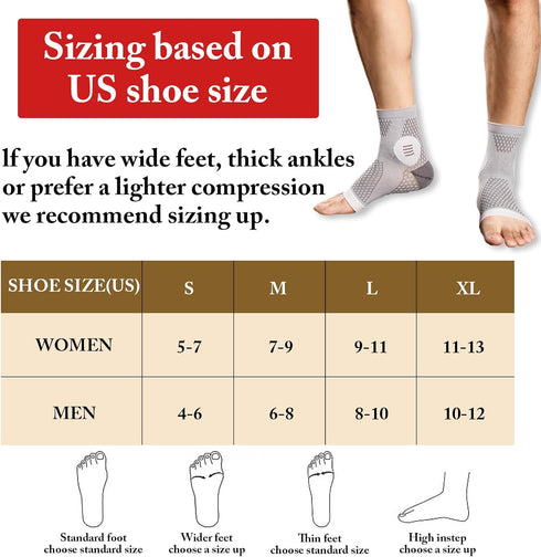 3 Pairs Neuropathy Socks - Compression Socks 20-30 mmHg for Foot Pain Relief, Arch Support, Achilles Tendonitis (Gray,