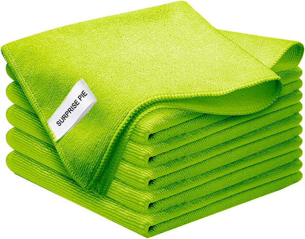 Microfiber Cleaning Cloth for Kitchen, Housekeeping, and Electronics, Thick Lint Free Drying Towel (12"x12") Green-6