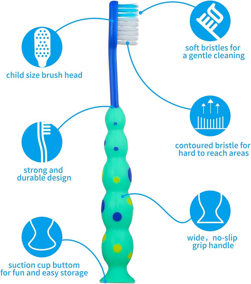 12 Pieces Toddler Toothbrush Bulk Kids Toothbrush Pack, Manual Baby Toothbrushes with Covers, Soft Bristle Animal Design