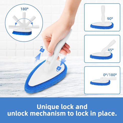 Qaestfy Shower Bathtub Tub and Tile Scrubber Brush with 51'' Adjustable Long Handle for Cleaning