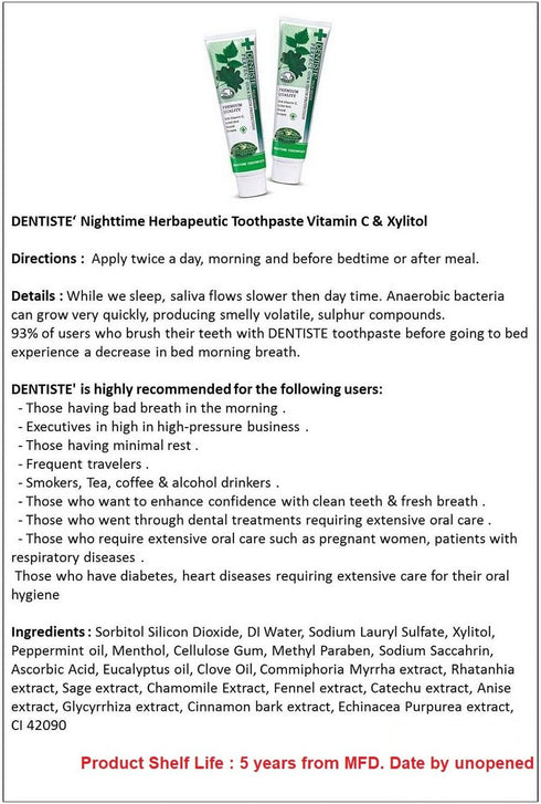 Dentiste Plus White Vitamin C & Xyitol Gum Toothpaste, Made in Thailand, 2x100 G