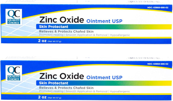 Quality Choice Zinc Oxide Ointment Skin Protectant, 2oz Each, Pack of 2
