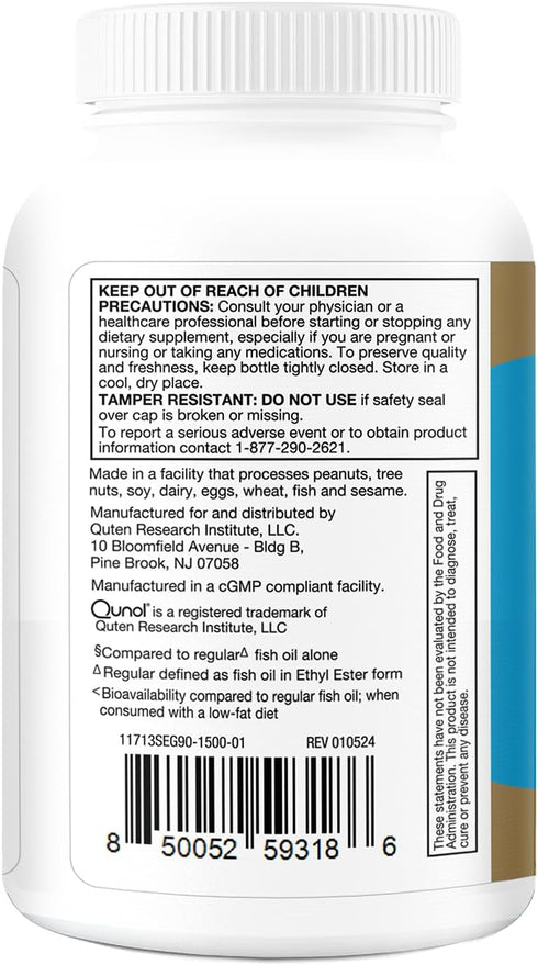 Qunol Advanced Omega 3 Krill and Fish Oil Complex, 250mg EPA & DHA, 10x Better Bioavailability, 90 Count