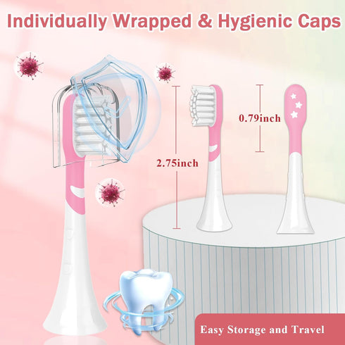 Kids Toothbrush Heads, 8 Pack Green & Pink, Compatible with Electric Philips Sonicare Handle for Ages 3-7