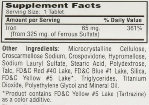 Major Ferosul - Ferrous Sulfate 325mg Tablets, Iron Supplement for Women & Men, 100 Tablets