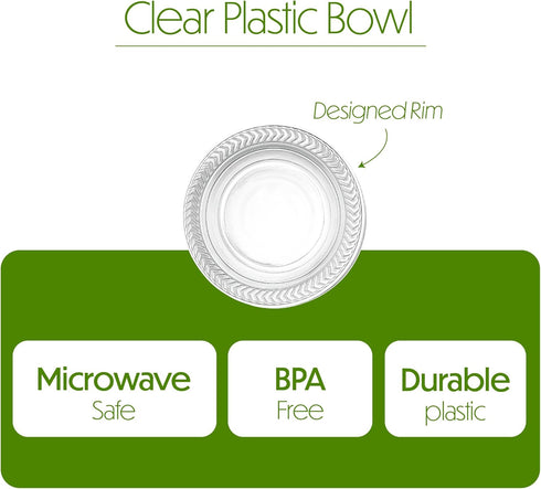 PLASTICPRO 40 Pack Clear Plastic Soup Bowls, 5 oz Durable Disposable Small Bowls for Parties, Events, BBQ