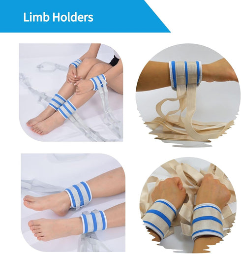 Lmaray Patient Medical Restraints Limb Holders, Hospital Bed Safety Cotton Straps Double Reinforced for Wrists Ankles