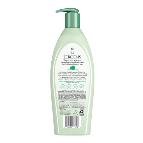 Jergens Pure Hydration Body Lotion, Plant-Based Moisturizer for Dry Skin, 13 oz Pump Bottle, Fragrance-Free