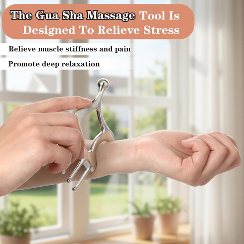 Hadnves 5 1 in Metal Gua Sha Facial Tools Handheld Head Massage Comb Stainless Steel Scalp Guasha Massager Point Tool