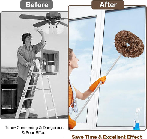 Ceiling Fan Cleaner Duster, Reusable Microfiber Blade Cleaner with Extension Pole for Cleaning Walls Furniture