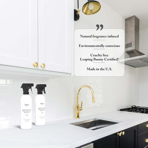 Bayes Granite and Stone Daily Cleaner and Protectant, 16 oz, Cleans, Shines, and Protects Granite, Quartz, Marble, Tile