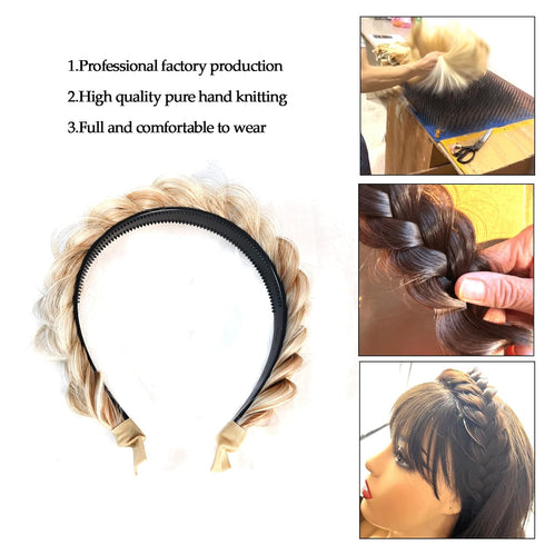 TOECWEGR Braided Headband, Wide Braid Messy Hair Hoop, Women Fashion Hair Accessories
