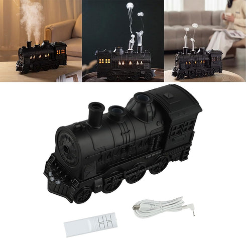 LivGrain 300ml Retro Steam Train Essential Oil Diffuser Humidifier with Lights Quiet Auto Off for Home Office Bedroom