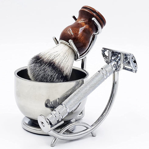 Shaving Stand and Double Stainless Steel Design - Shave Soap Bowl for Thick Lather, Unbreakable